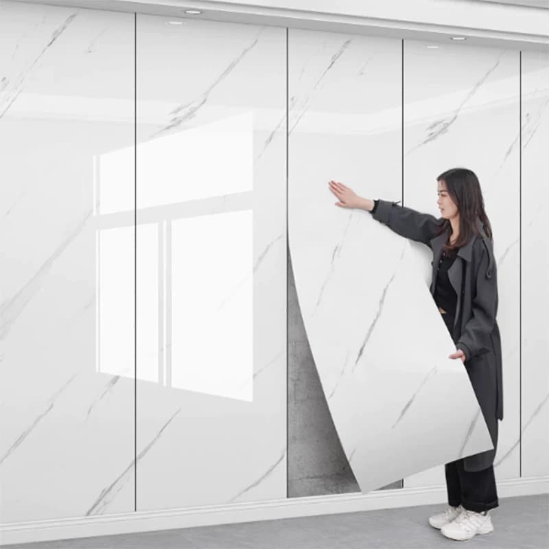 40cm Self Adhesive Marble Imitation Ceramic Tile Wallpaper Thick Foam Living Room Waterproof Antifouling Wall Sticker 3m 10m Roll