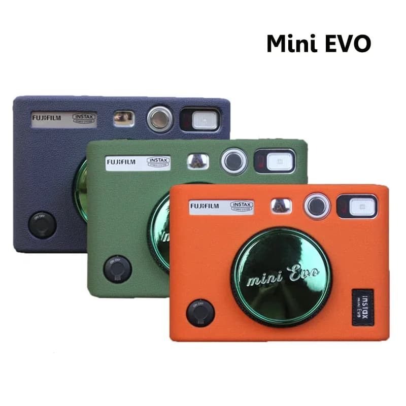 Silicone Case for Fujifilm Instax Mini EVO Camera - Dustproof Cover with Tempered Glass Screen Protector and Lens Cap Protection