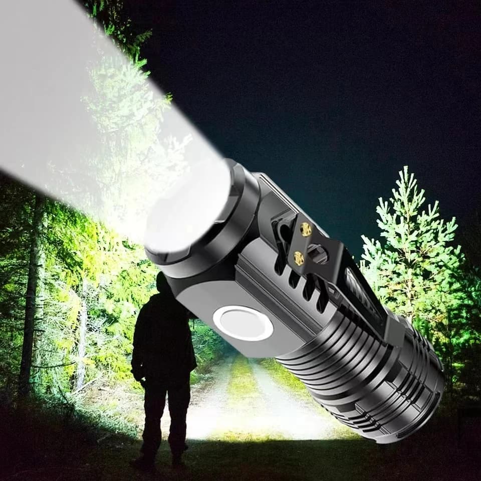 LED Rechargeable Flashlight with Cap Clip Long Range Strong Light Mini Portable Flashlight for Outdoor Home Camping