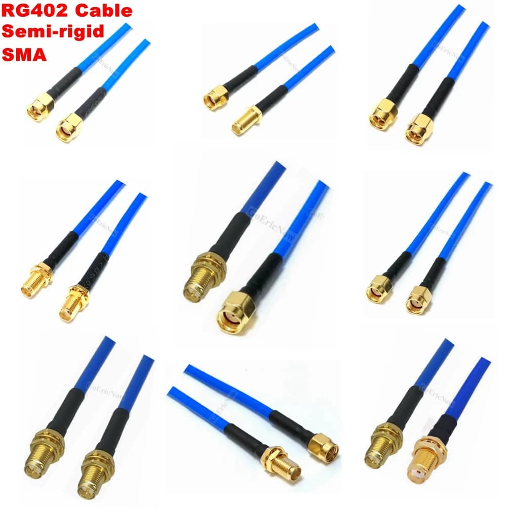 RF Coaxial Pigtail Cable SMA/RP-SMA Male to Female Semi-Rigid RG402 Jumper - Straight Connector Available in Multiple Lengths (10cm-200cm)
