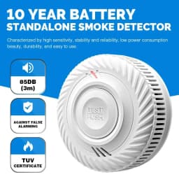 Smoke Detector Fire Alarm 85dB Siren Sound Indoor Warning System for House Restaurant Hotel Office with 10 Years Battery Life