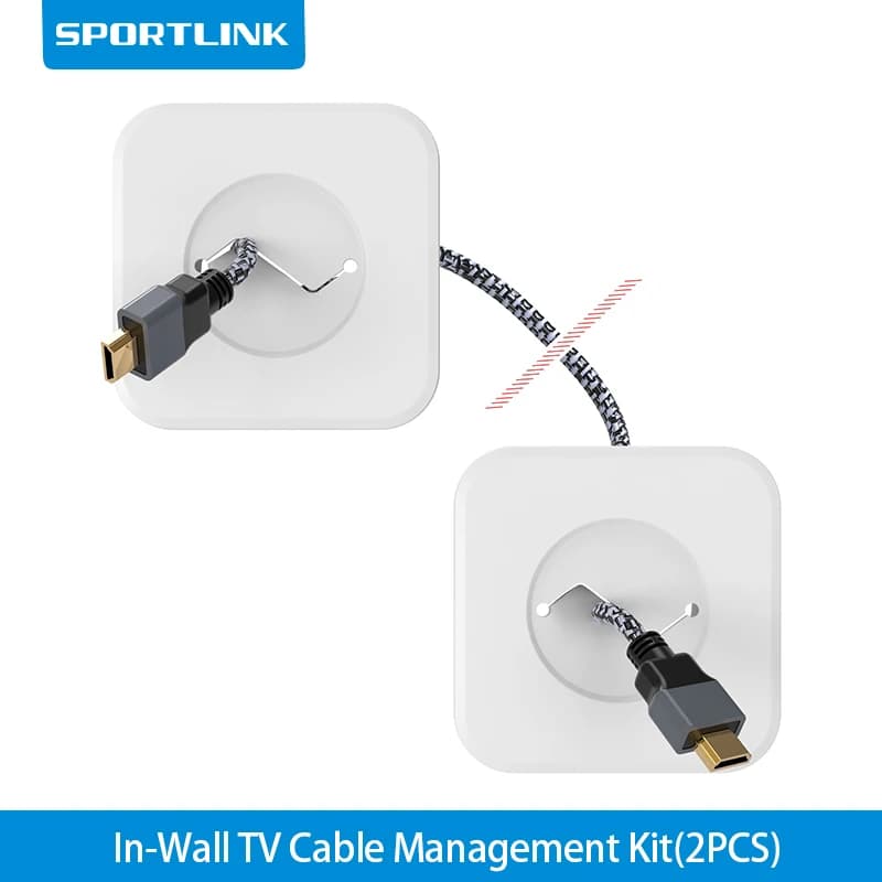 SPORTLINK In-Wall TV Cable Management Kit - 2PC Cord Hider Concealer System for Living Room Office Hotel - Hide Messy Wires Behind Wall-Mounted TVs