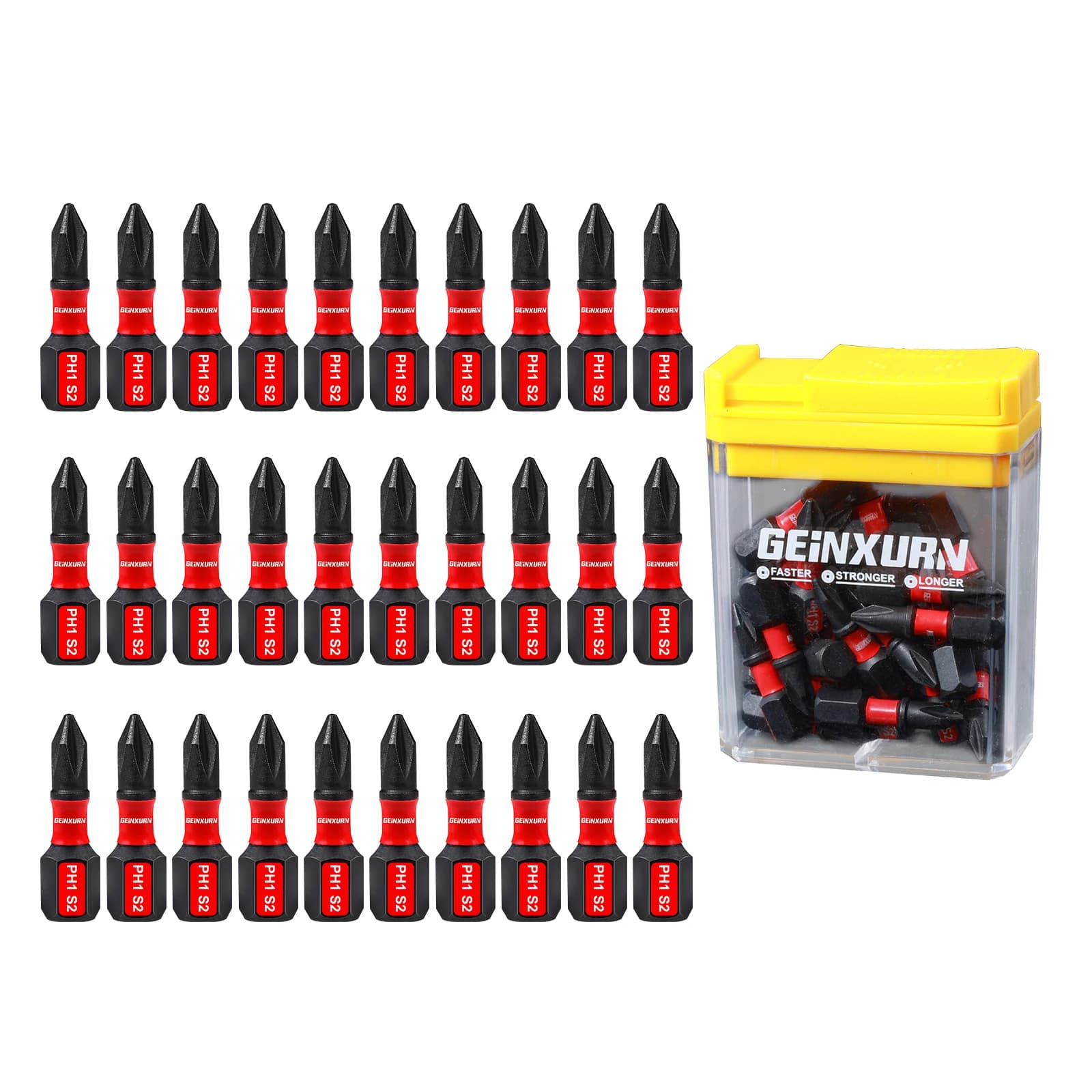 30-Piece Impact Phillips Screwdriver Bit Set — S2 Steel Multi Driver Bits with Colorful Storage Box (PH1/PH2/PH3)