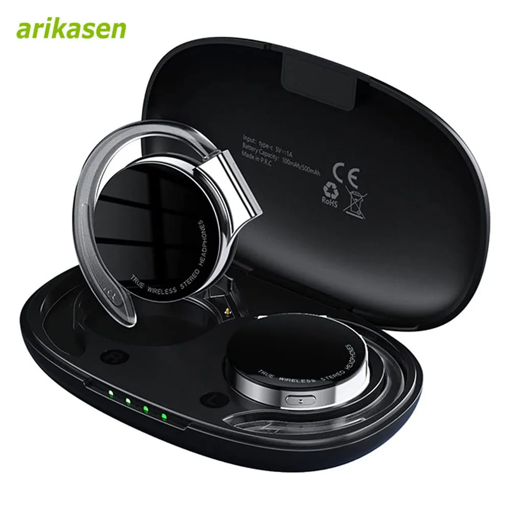 Open Ear TWS Wireless Bluetooth Earphones with LED Lights for Night Running and Sports Noise Cancelling Microphones