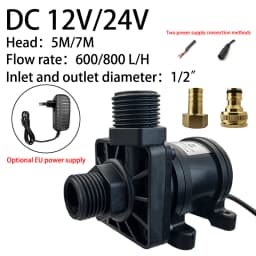 DC 12/24V Silent Brushless Submersible Booster Pump (IP68) — Shower & Water Heater Pump with Brass Joint and EU Adapter Option