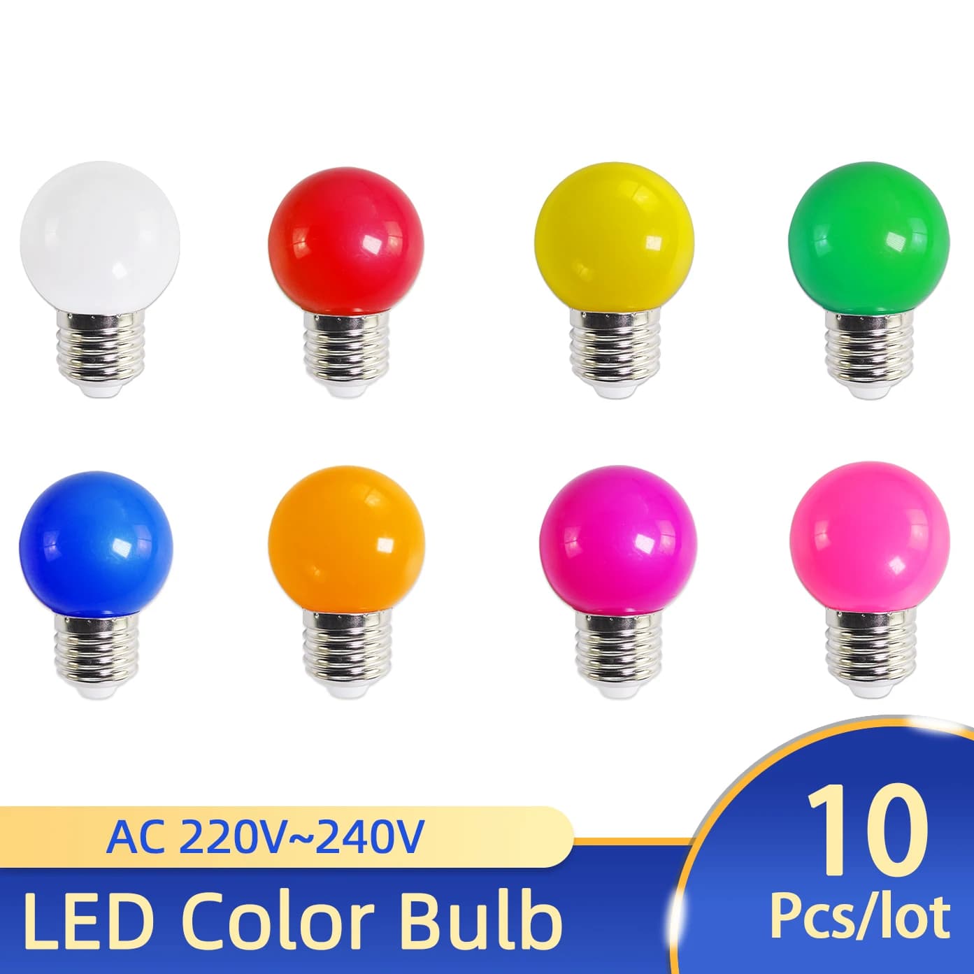 10‑Pack G45 E27 Colorful LED Globe Bulbs 3W — RGB Bubble Ball Lamps for Home, Parties & Holiday Decor