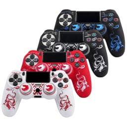 Silicone Controller Cover for Playstation 4 PS4 Gamepad Laser Carving Soft Skin with Joystick Grip Caps