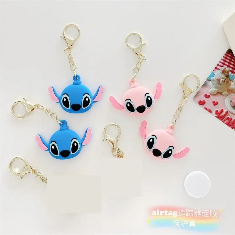 3D Cartoon Stitch Design Silicone Protective Case Cover for Apple AirTags Tracker Locator with Anti-Lost Protection