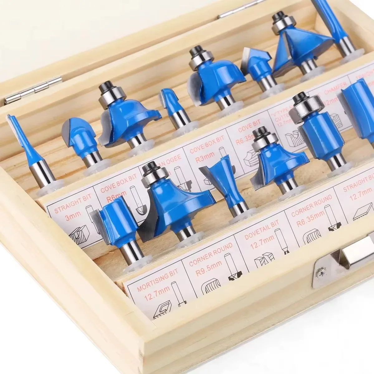 Router Bits Set 12/15 Pieces with 1/4 inch Shank - Carbide Cutting Tools for Trimming Straight Beading Milling Woodworking Applications