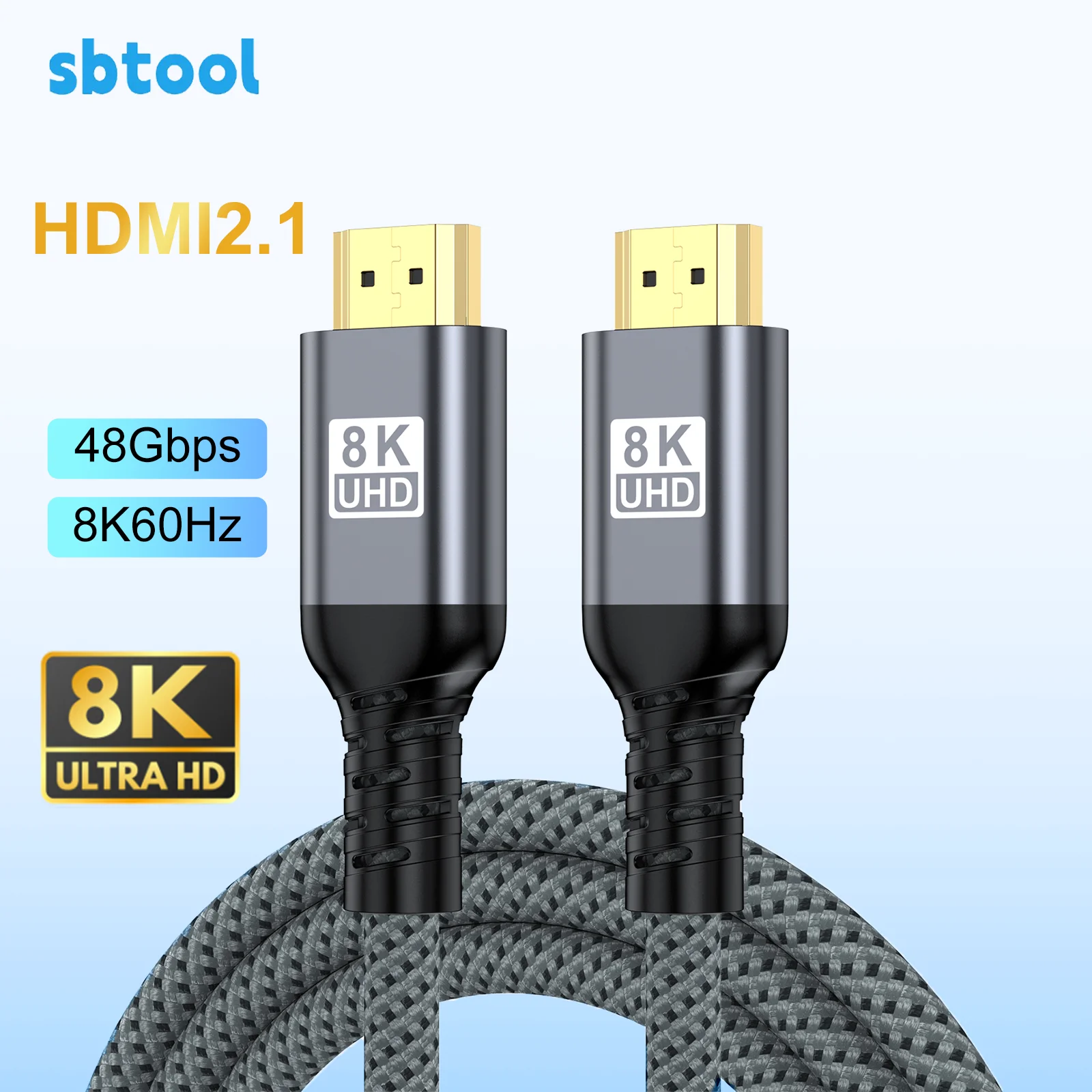 HDMI 2.1 Cable Ultra High Speed 8K 60Hz 4K 240Hz 48Gbps HDR Support for HD TV Laptop Projector PS4 PS5 Gaming Computer Monitor 1m to 5m