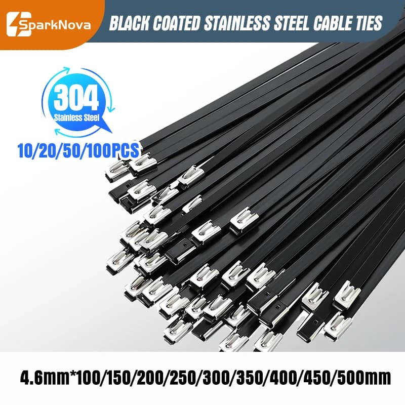 Metal Stainless Steel Cable Ties 4.6mm - Heavy Duty Locking Wire Zip Ties (10-100pcs)