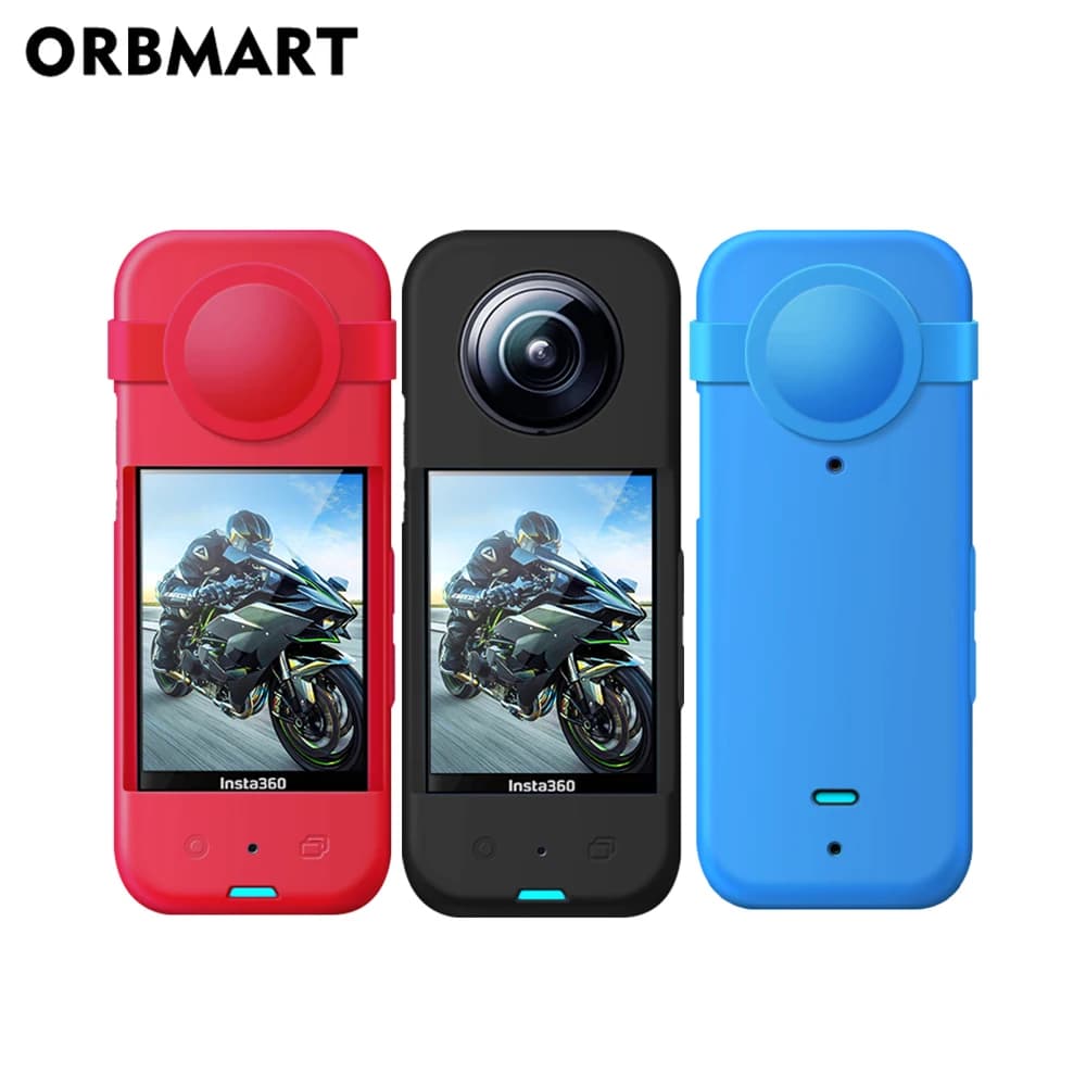 Silicone Case & Screen Protector for Insta360 X3 - Curved Soft Film Lens Cap Protection Accessories Kit in Black, Blue, Red