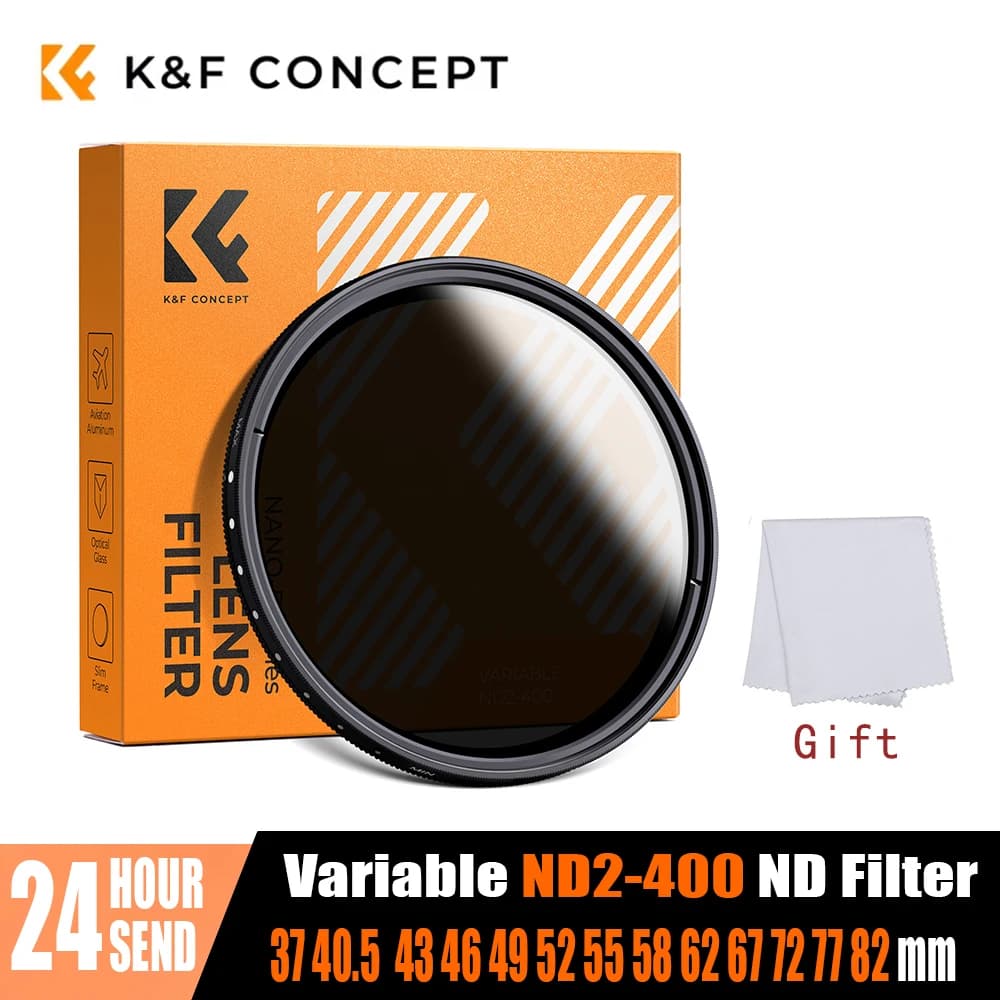 Variable ND Filter ND2-ND400 Neutral Density Lens Filter with Multi-Coating - Available in Multiple Sizes 37mm to 82mm