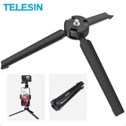 TELESIN Aluminum Collapsible Tripod with 1/4 Screw & Hand Strap — For GoPro Hero 13/12/11/10, Insta360 X4, DJI Action 4/5 Cameras