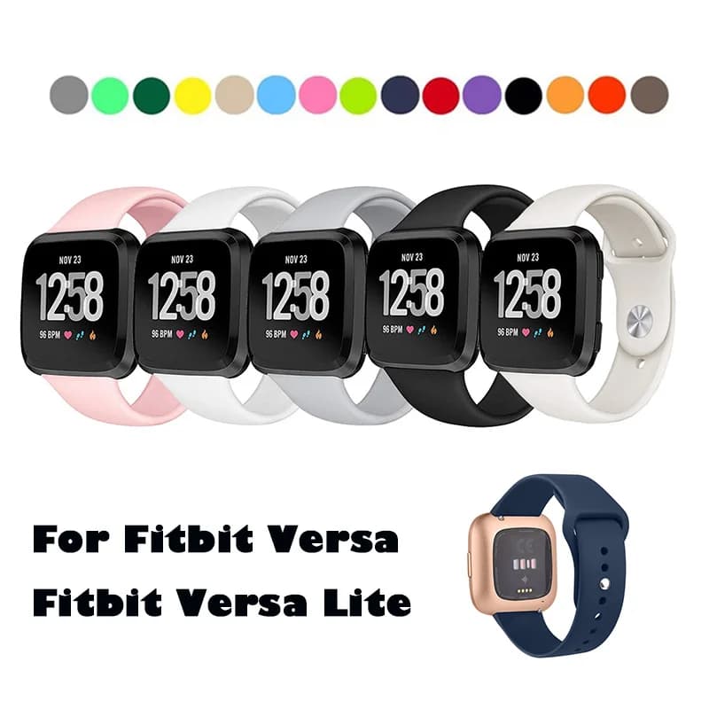 Silicone Watch Band Strap for Fitbit Versa 2 Versa Lite Versa Special Edition Replacement Wristband Small Large Size Multiple Colors