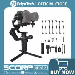 FeiyuTech SCORP Mini 2 - 3-Axis Handheld Gimbal for Mirrorless Cameras, Action Cameras, and Smartphones with AI Tracker and Magnetic Fill Light (1.2kg Payload)