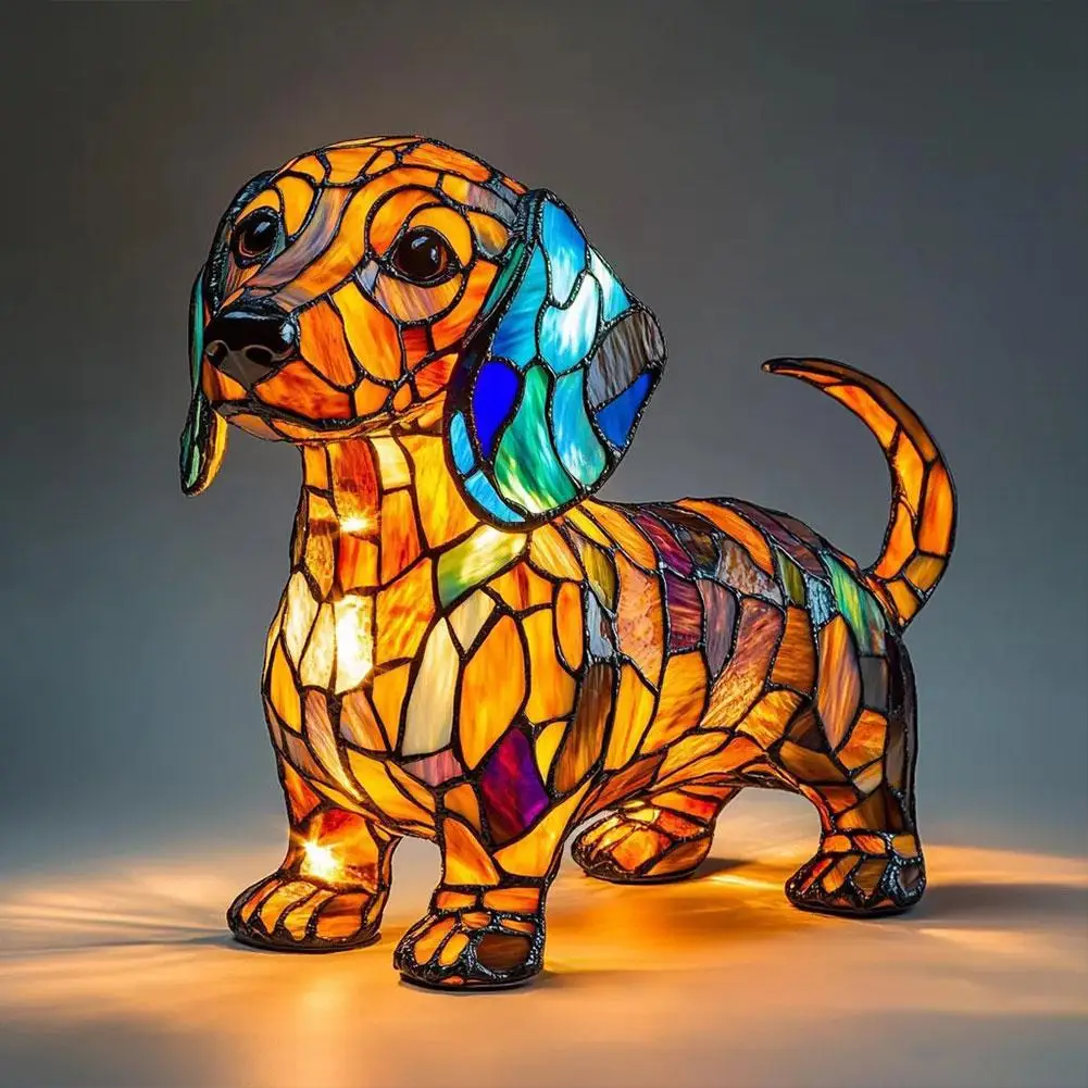 LED Resin Dog Night Light - Animal Shaped Bedside Lamp for Living Room Bedroom Home Decoration and Nightstand Lighting