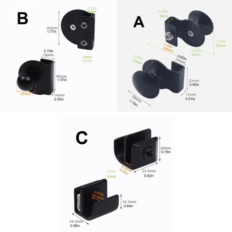 Glass Door Handle Clamp for Showcases Cabinet Drawer Metal Pulls No Drilling Installation Zinc Alloy Hardware for Glass Furniture