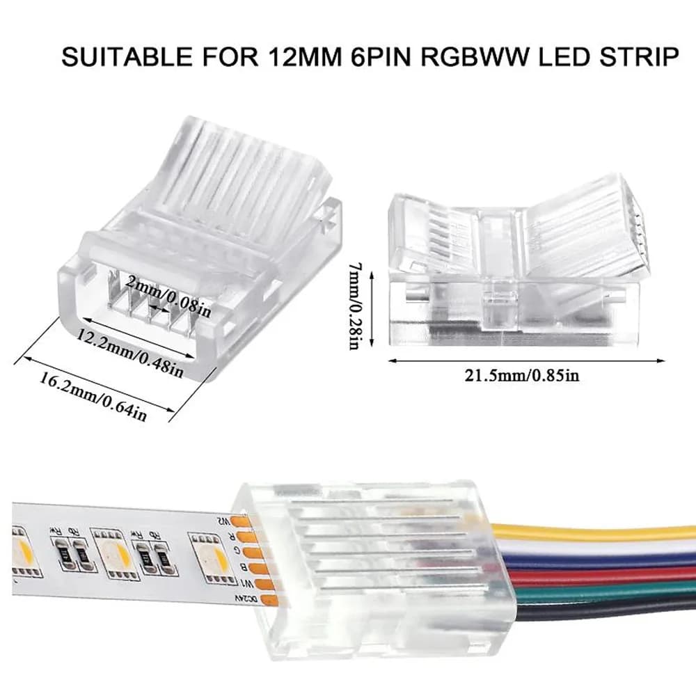 LED Strip Solderless Connector 2 3 4 5 6 Pin for RGB RGBW WS2811 Neon Light Strip to Strip Wire Quick Connection