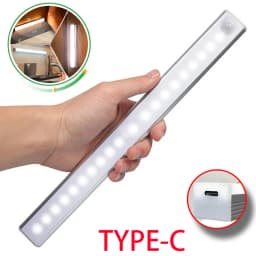 Motion Sensor LED Night Light Wireless Type-C Rechargeable Cabinet Wardrobe Staircase Kitchen Backlight
