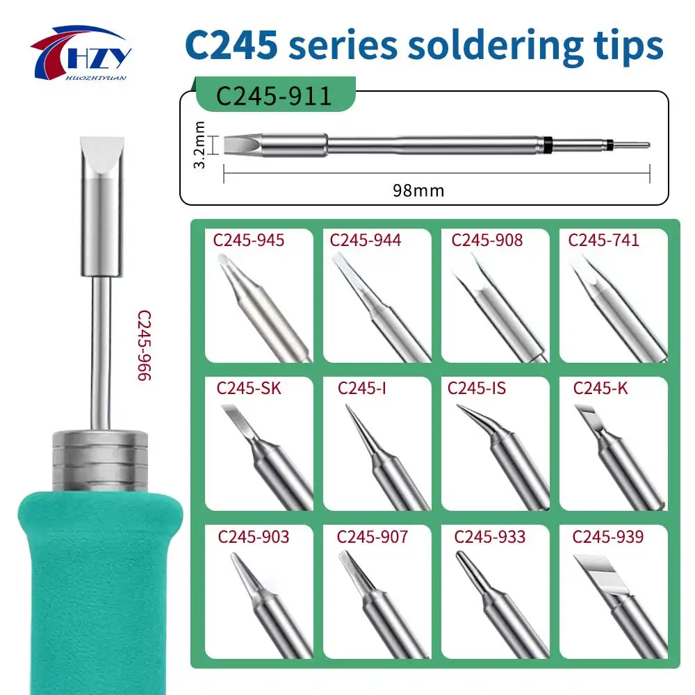HZY C245 Soldering Iron Tips — Compatible with JBC Rework Stations (Multiple Tip Types)