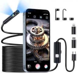 2MP Endoscope Inspection Camera 8MM Hard Wire Borescope IP67 Waterproof for iOS Android Smartphones with Single or Dual Lens