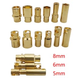 Gold Plated Bullet Banana Plug Connectors 5mm 6mm 8mm Male Female Set for ESC Battery Motor RC Applications 1/2/5/10 Pairs Brass Material