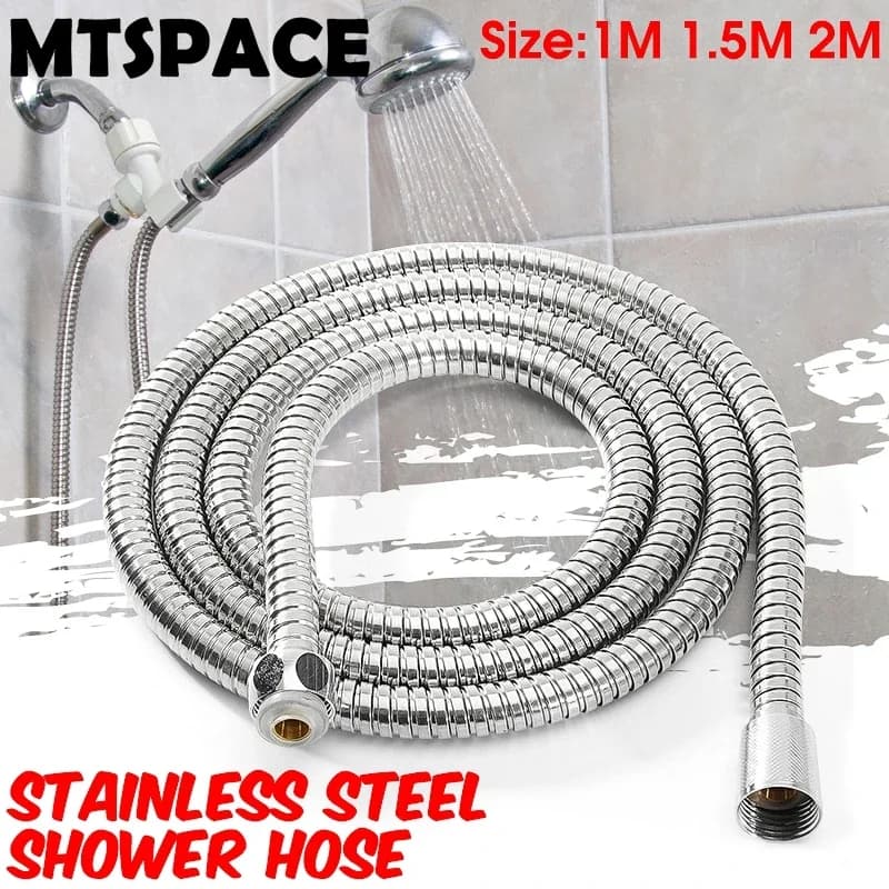 1m/1.5m/2m Stainless Steel Flexible Shower Hose G1/2 Inch Thread, Extra Long Bathroom Shower Water Extension Pipe Tube for Plumbing