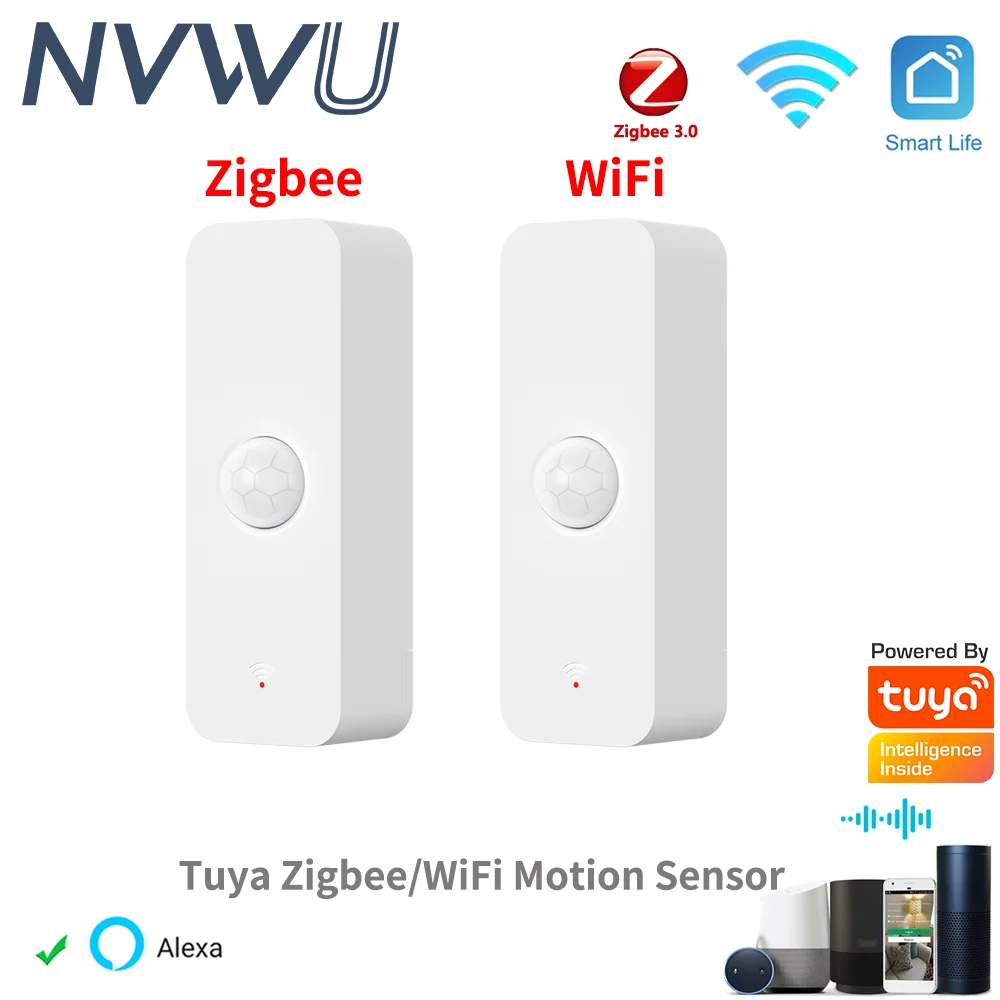 Tuya WiFi Zigbee PIR Motion Sensor - Smart Home Human Body Infrared Detector Compatible with Alexa Google Home