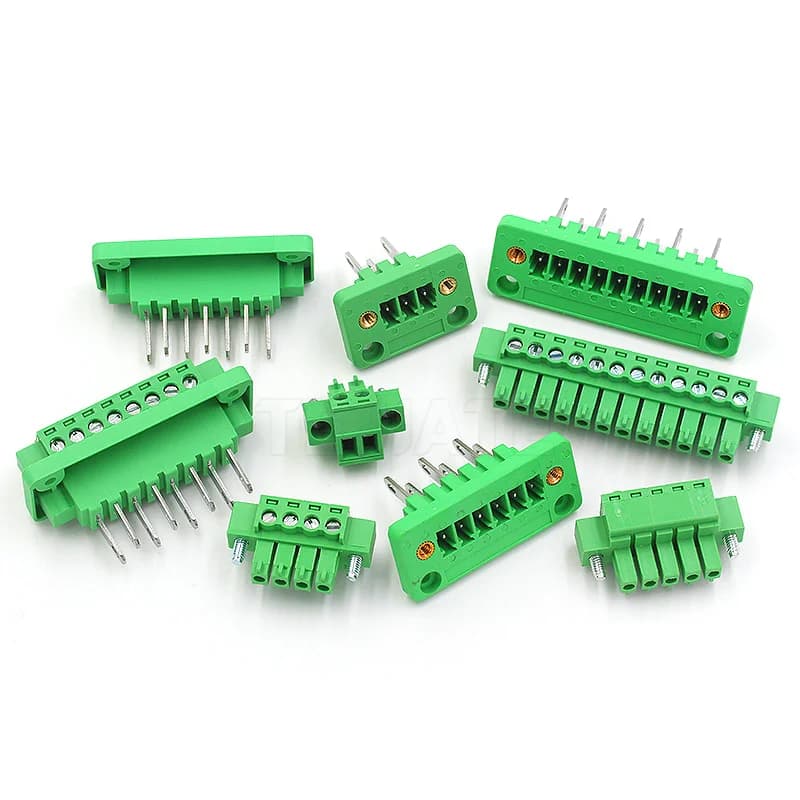 PCB Wiring Terminal Block 15EDGWB+KM 3.81mm - Wall Mount Plug-in Connector with Flange for Panel Installation